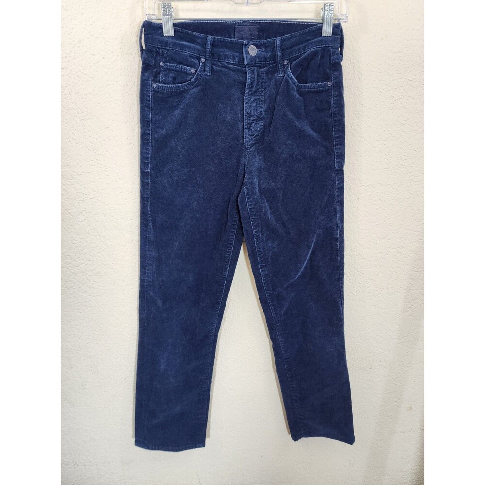 Mother The Outsider Crop Corduroy Size 25 Blue Navy Hopscotch Straight Jeans